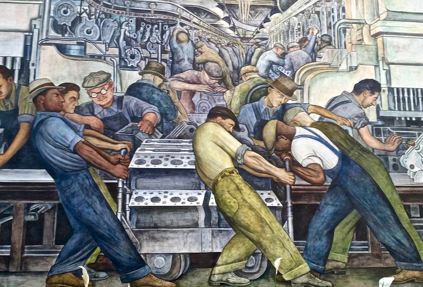 Detail, Detroit Industry Murals by Diego Rivera, at the DIA