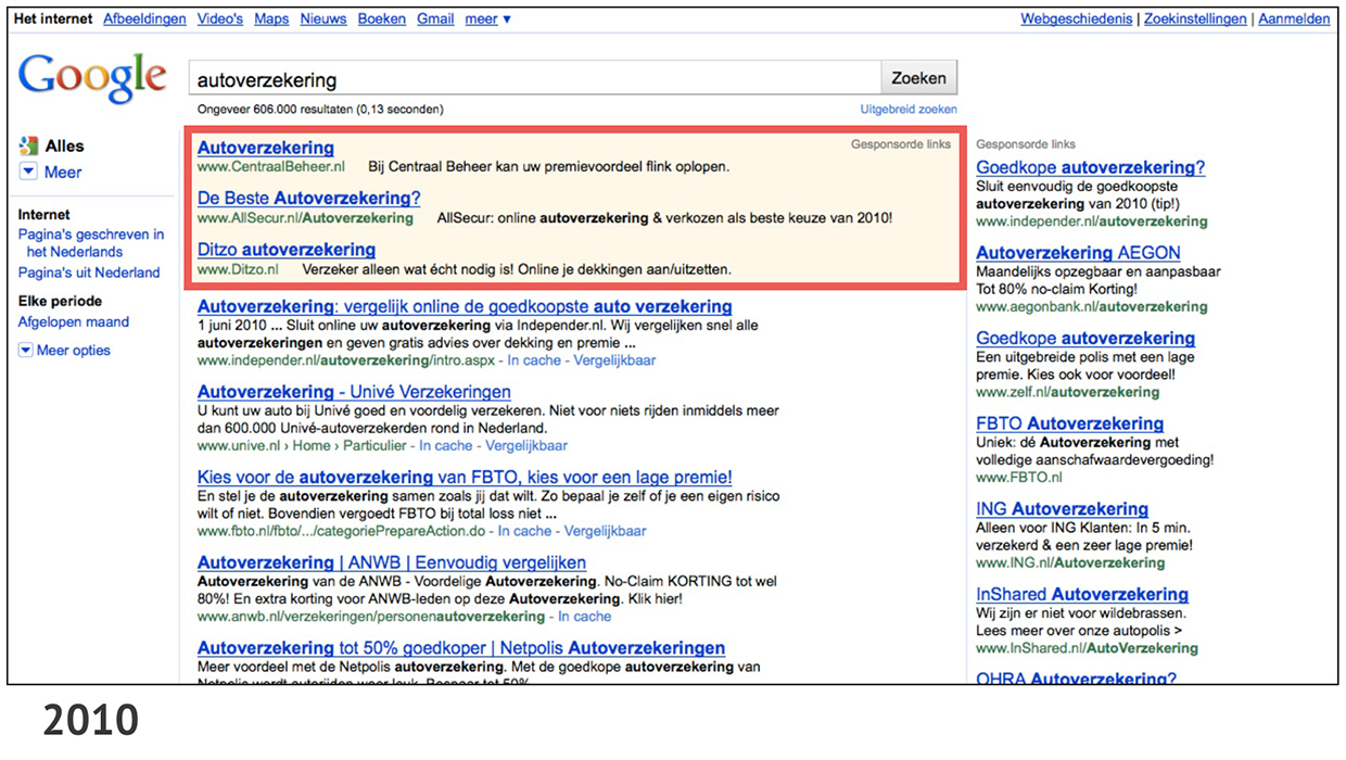 Changes in size and placement of AdWords