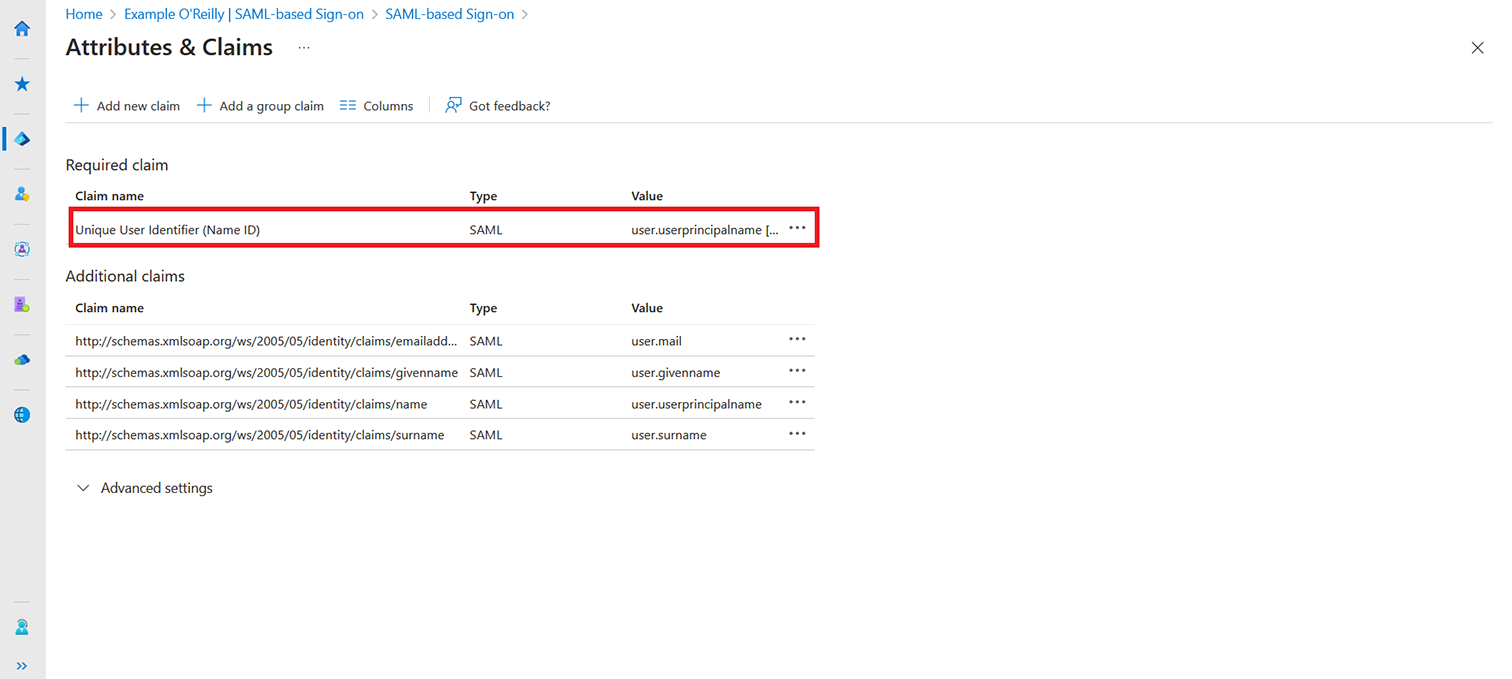 Entra ID SSO step 6b